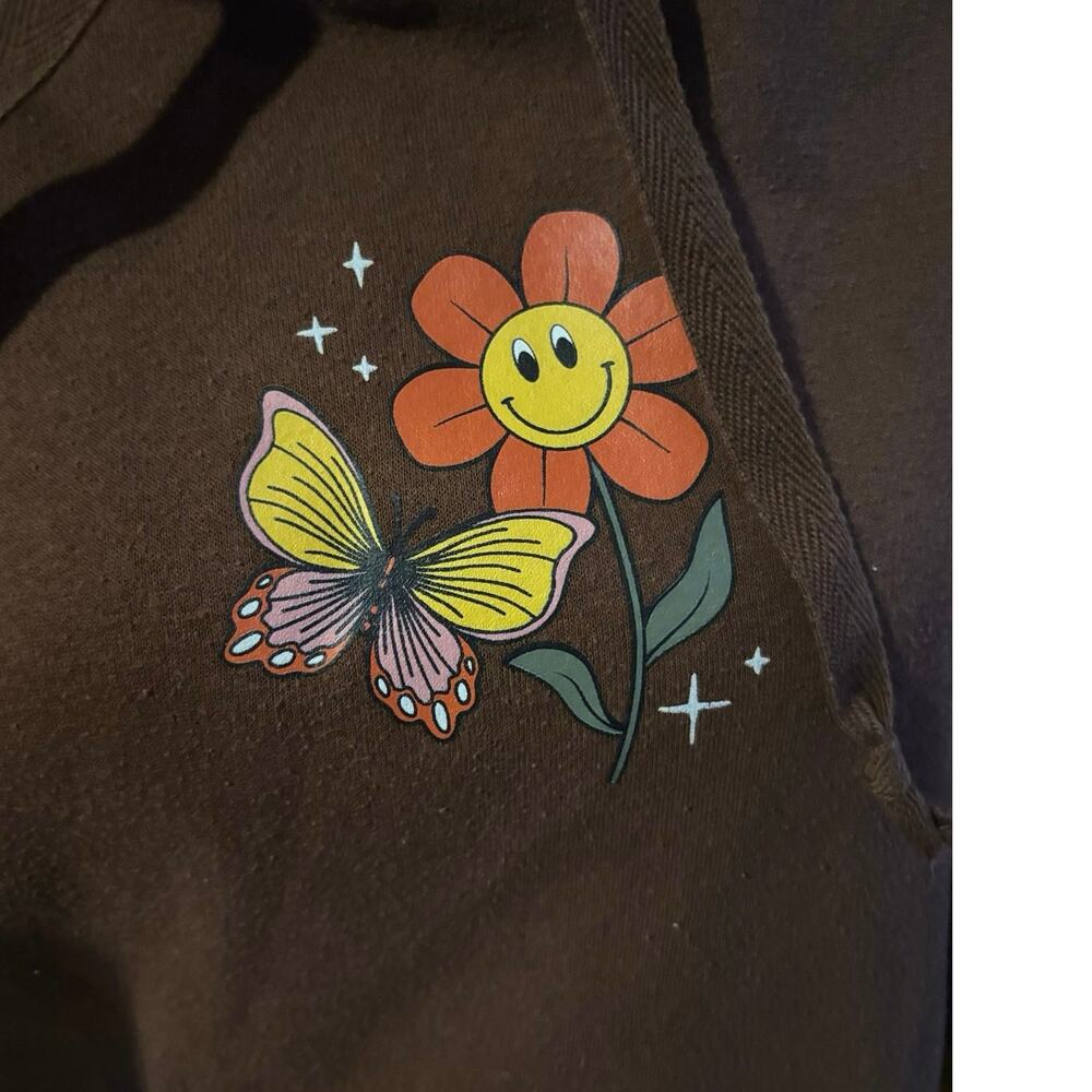 Social scene woman’s brown hoodie fairy size S cotton blend hippie grunge Y2K - Picture 5 of 10